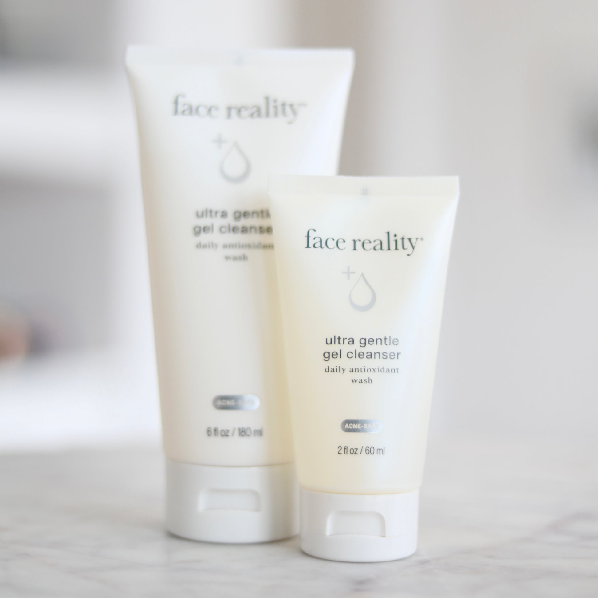 Face Reality Ultra Gentle Cleanser 6 oz full size and 2 oz travel size gentle face wash for sensitive skin