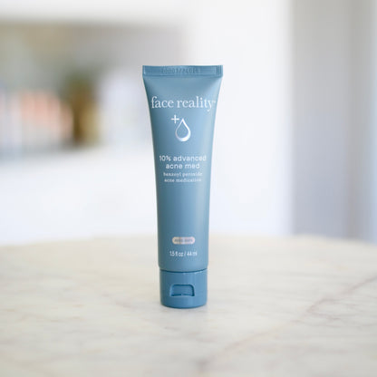 Face Reality 10% acne med product display at Clover Skin Bar