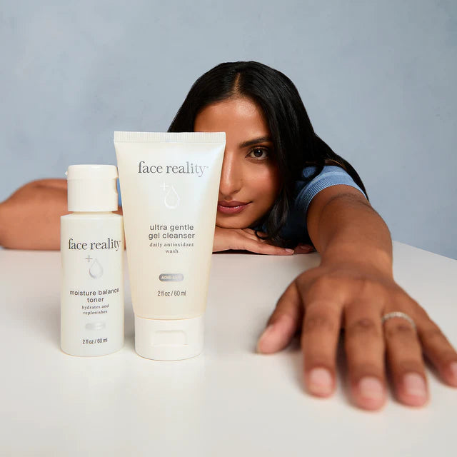 Shop the Face Reality Essentials Travel Duo at Clover Skin Bar in Lindon, Utah with Ultra Gentle Cleanser + Moisture Balance Toner. Shop for free shipping.