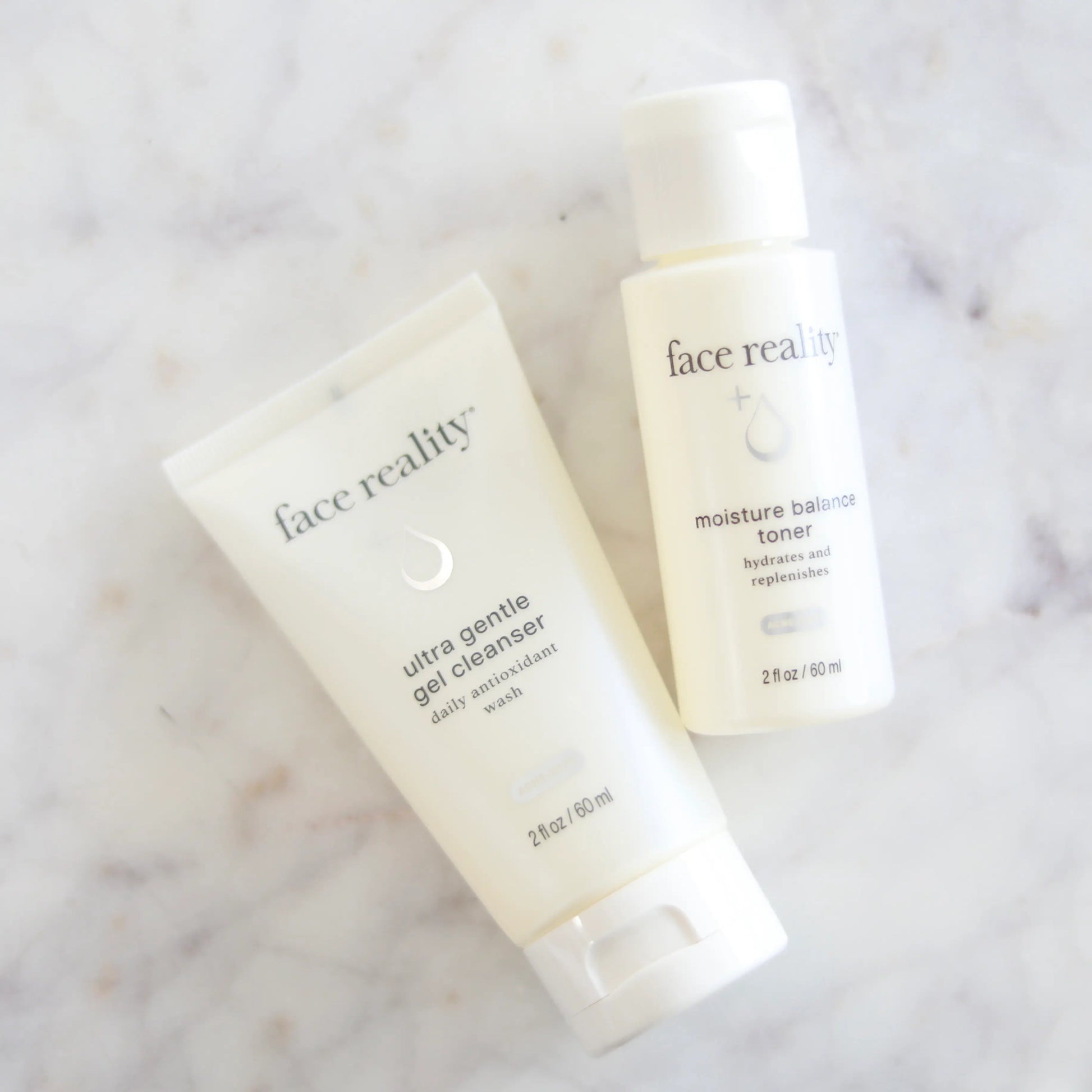 Shop the Face Reality Essentials Travel Duo at Clover Skin Bar in Lindon, Utah with Ultra Gentle Cleanser + Moisture Balance Toner. Shop for free shipping.