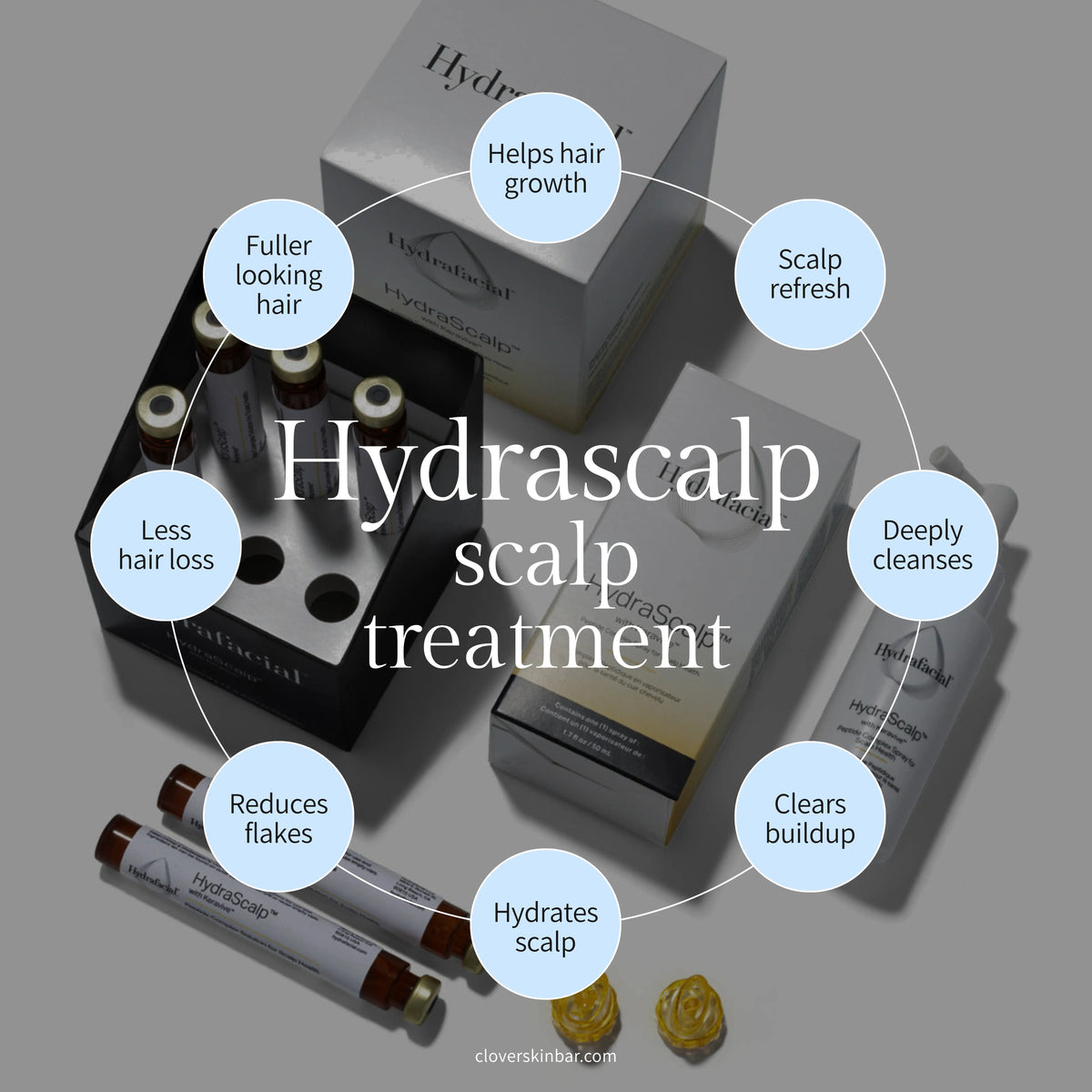 Hydrafacial Hydrascalp Peptide Complex Spray and Treatment Benefits Clover Skin Bar